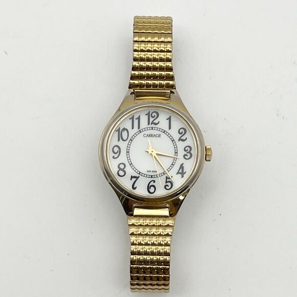 Timex Carriage Carolyn Watch Gold-Tone Stainless Steel Expansion Band 30mm Round - Picture 3 of 9